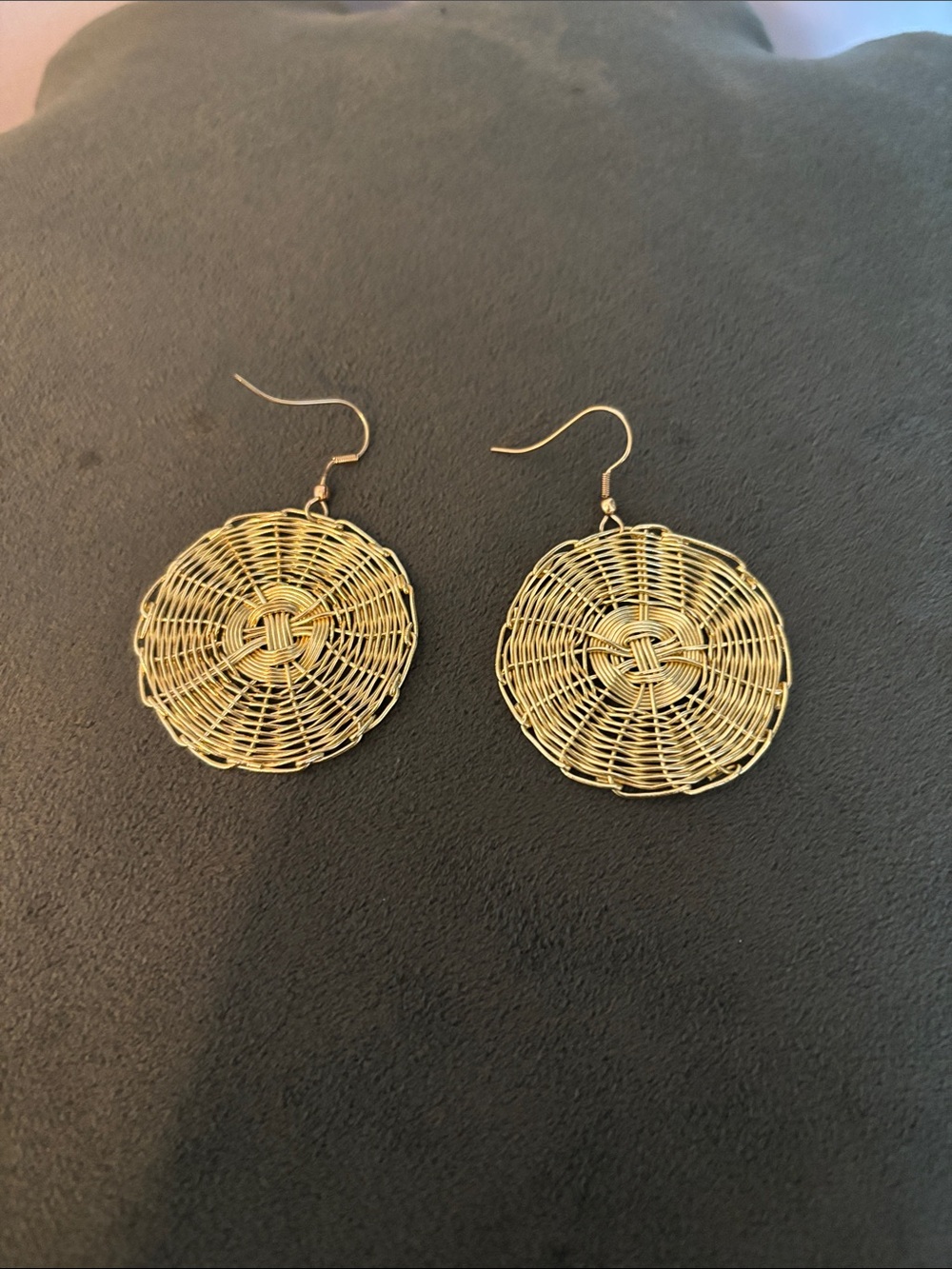 Gold Woven Circle Drop Earrings - Women Jewelry